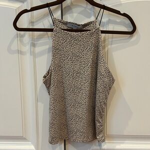 Gaze Women's Leopard Print Halter Tank Top - Black and Cream